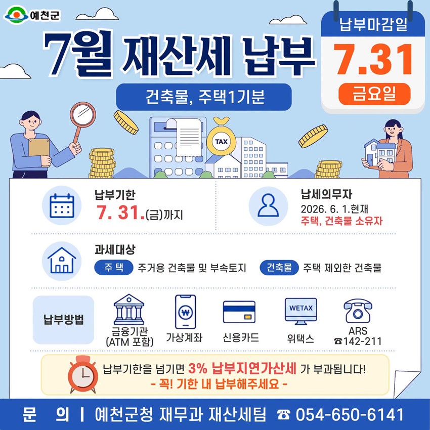 1.7월은 재산세(건축물·주택 1기분) 납부의 달입니다!